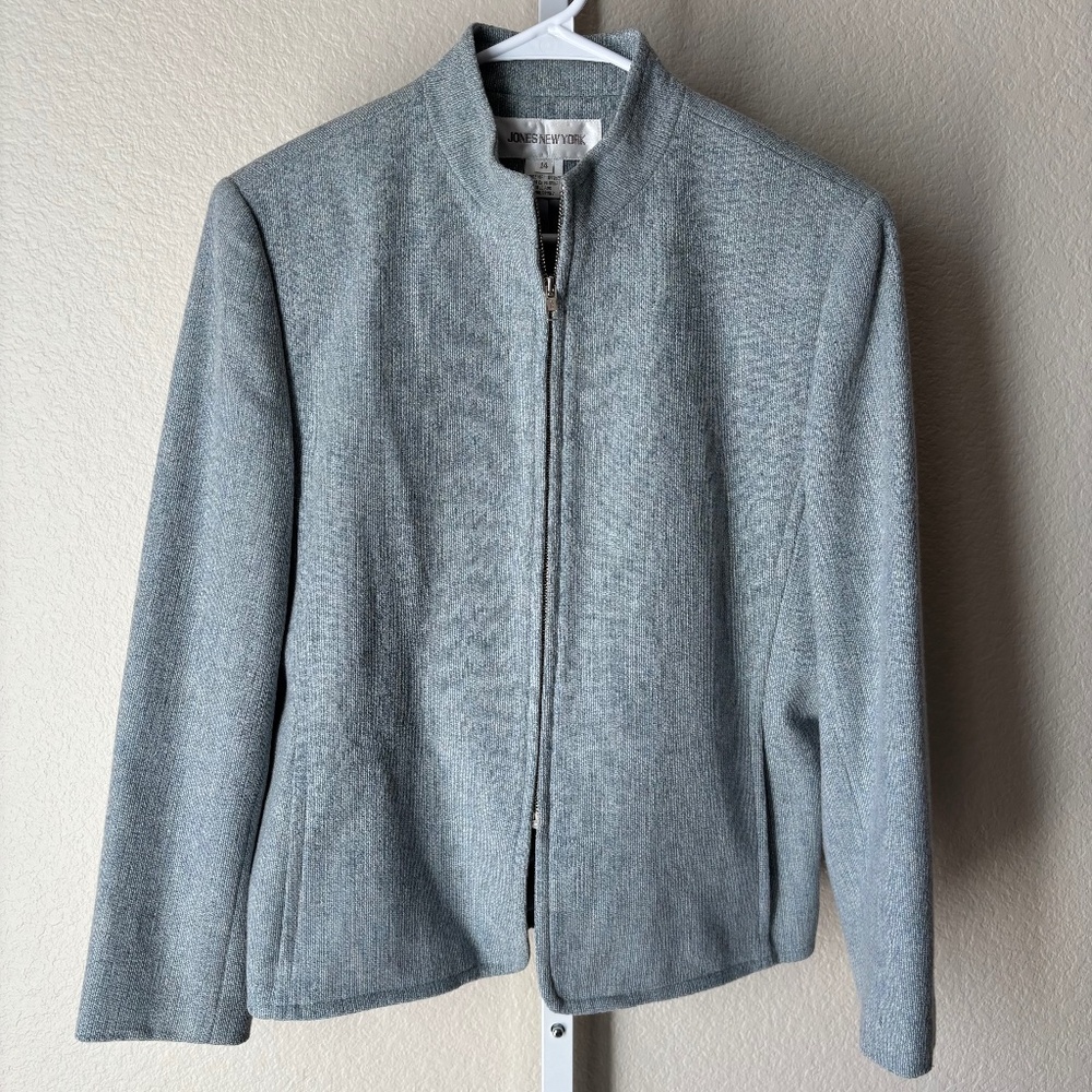 Jones New York Women's Blazer Zip Front Wool Cashmere Blend - Picture 2 of 4